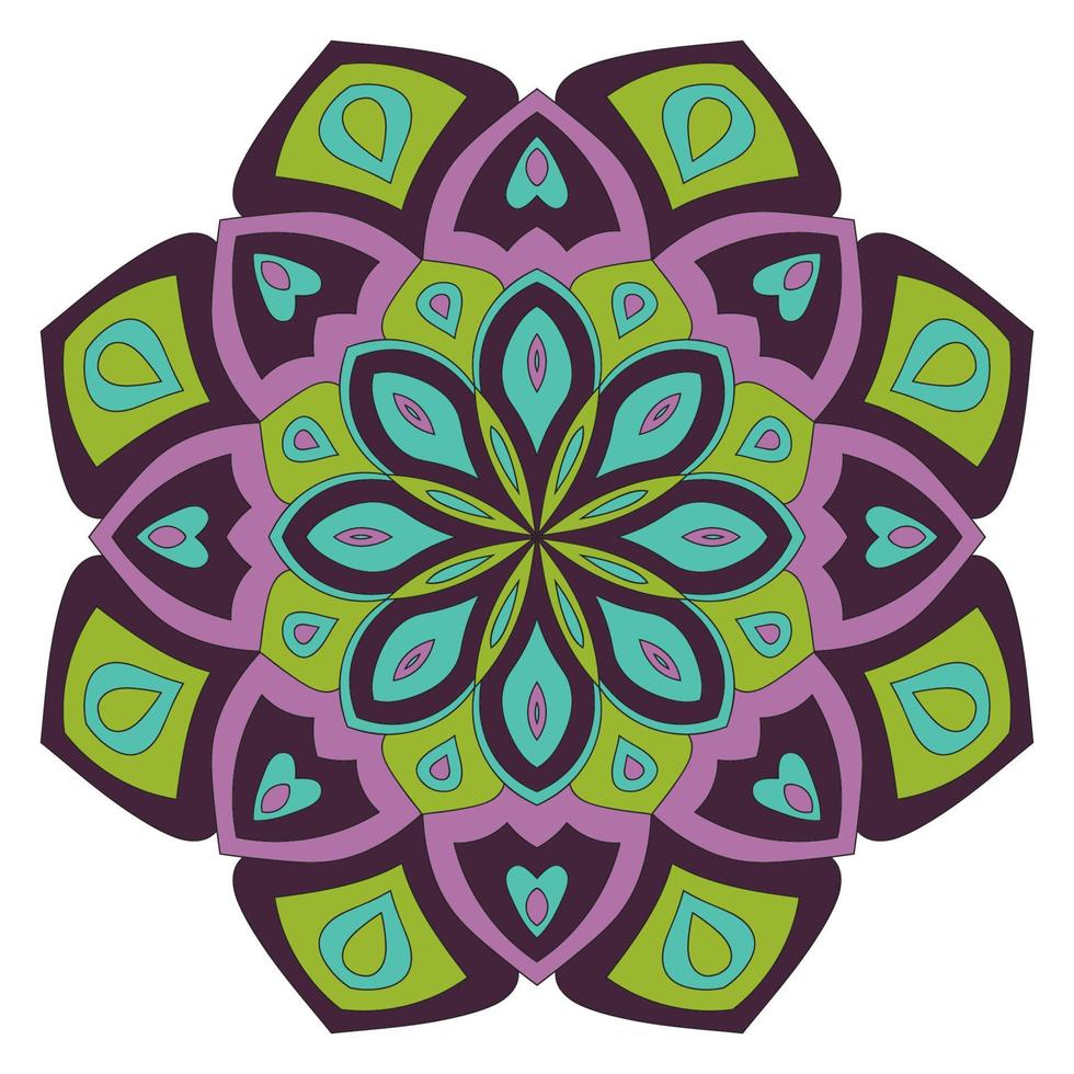 lindo mandala. flor ornamental redonda del doodle aislada en el fondo blanco. ornamento decorativo geométrico en estilo étnico oriental. vector