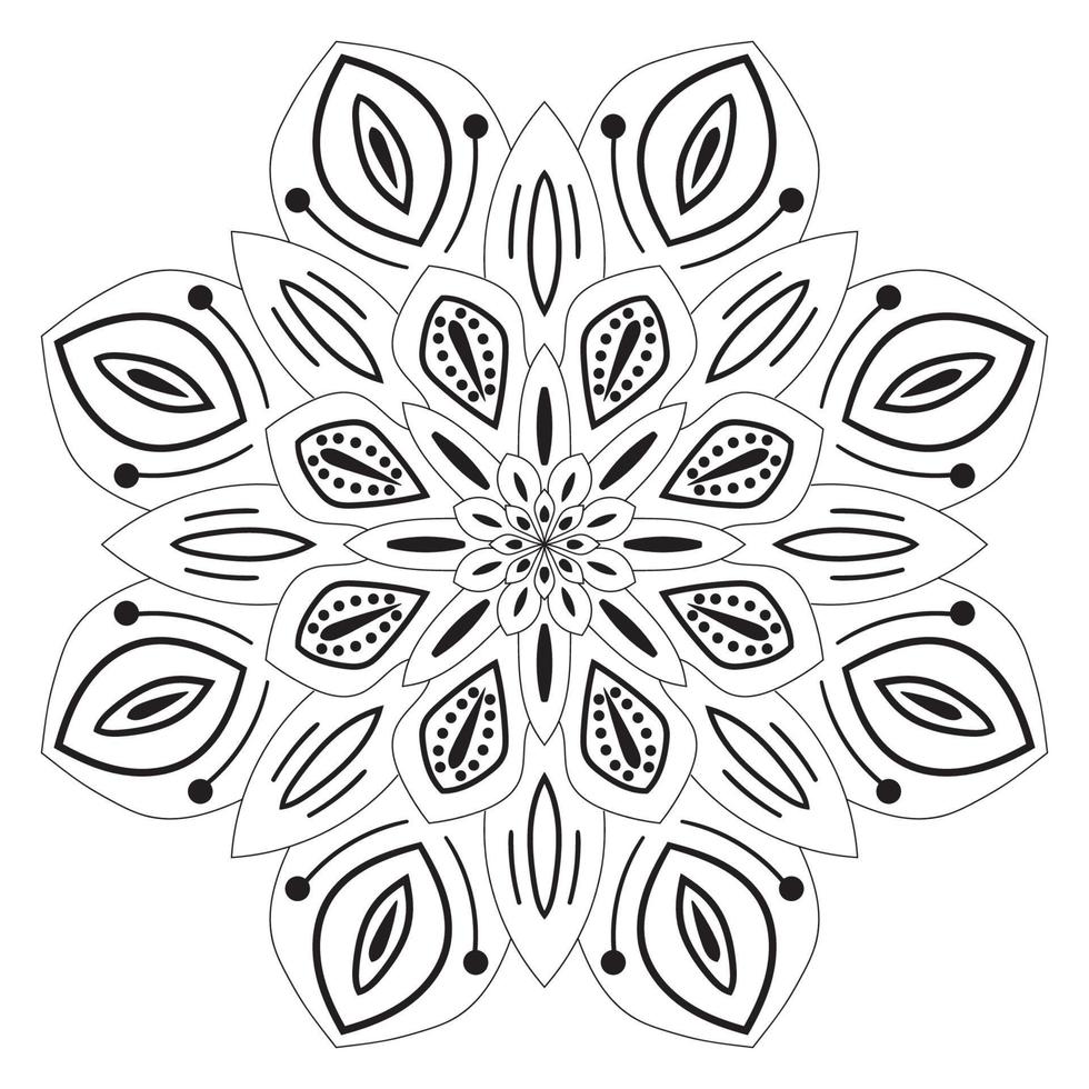 lindo mandala. flor ornamental redonda del doodle aislada en el fondo blanco. ornamento decorativo geométrico en estilo étnico oriental. vector