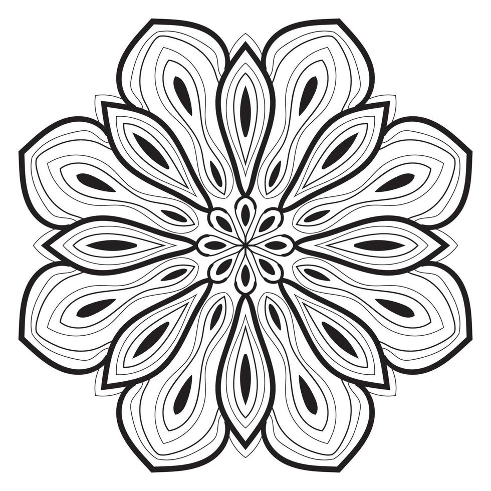 lindo mandala. flor ornamental redonda del doodle aislada en el fondo blanco. ornamento decorativo geométrico en estilo étnico oriental. vector