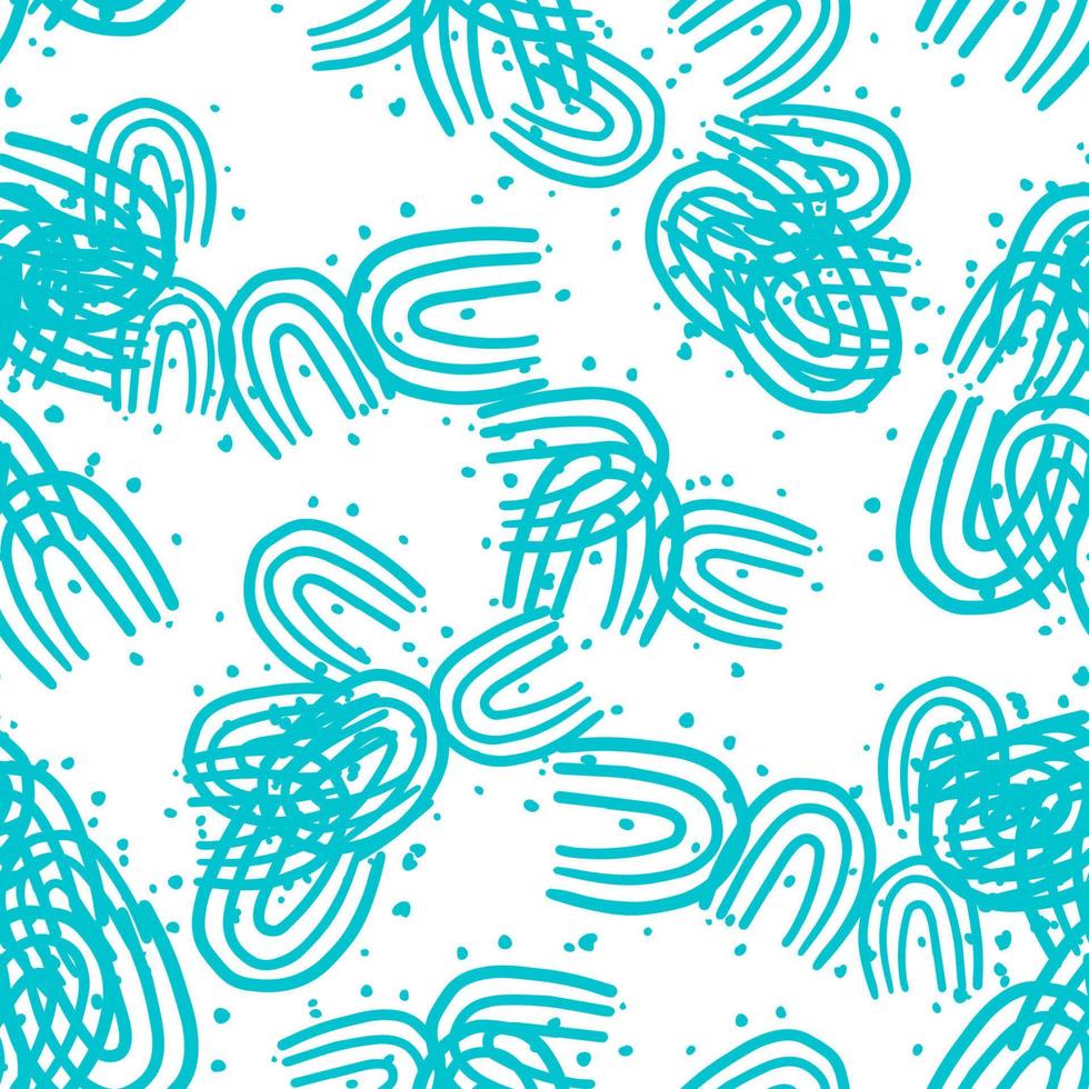 Fantasy messy freehand doodle geometric shapes seamless pattern.  Infinity ditsy scribble abstract card, layout. Creative background. Textile, fabric, wrapping paper. vector