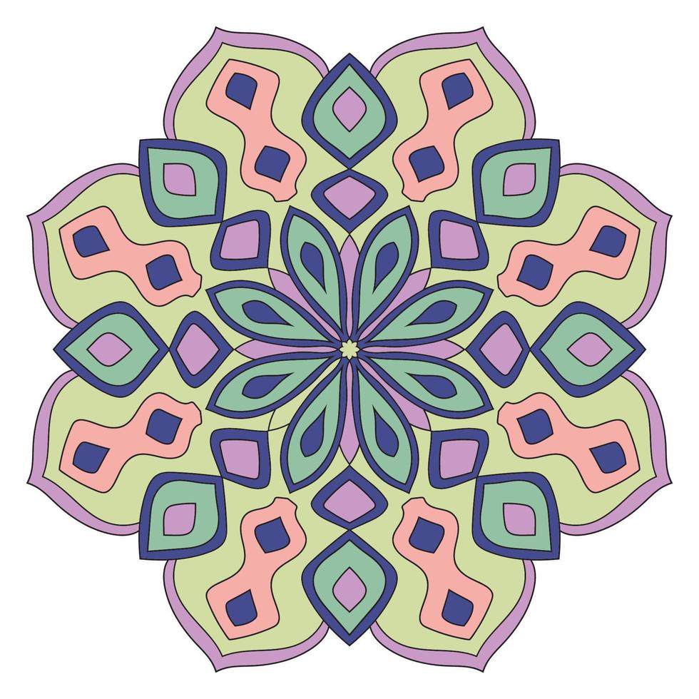 lindo mandala. flor ornamental redonda del doodle aislada en el fondo blanco. ornamento decorativo geométrico en estilo étnico oriental. vector