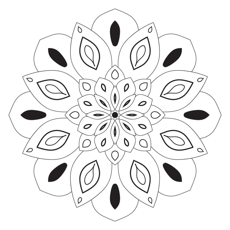 lindo mandala. flor ornamental redonda del doodle aislada en el fondo blanco. ornamento decorativo geométrico en estilo étnico oriental. vector