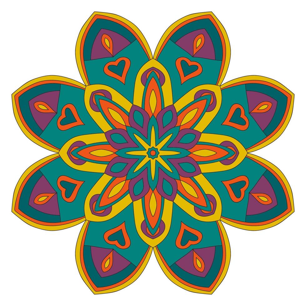 lindo mandala. flor ornamental redonda del doodle aislada en el fondo blanco. ornamento decorativo geométrico en estilo étnico oriental. vector