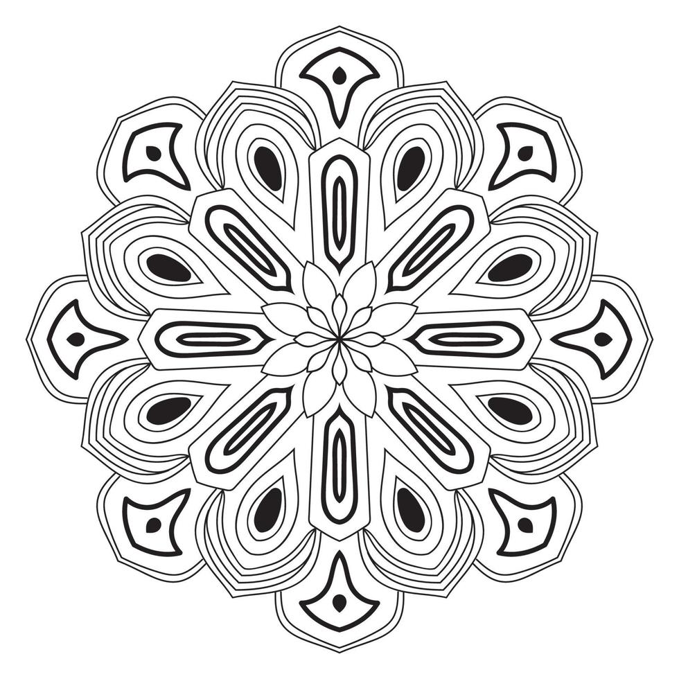 lindo mandala. flor ornamental redonda del doodle aislada en el fondo blanco. ornamento decorativo geométrico en estilo étnico oriental. vector