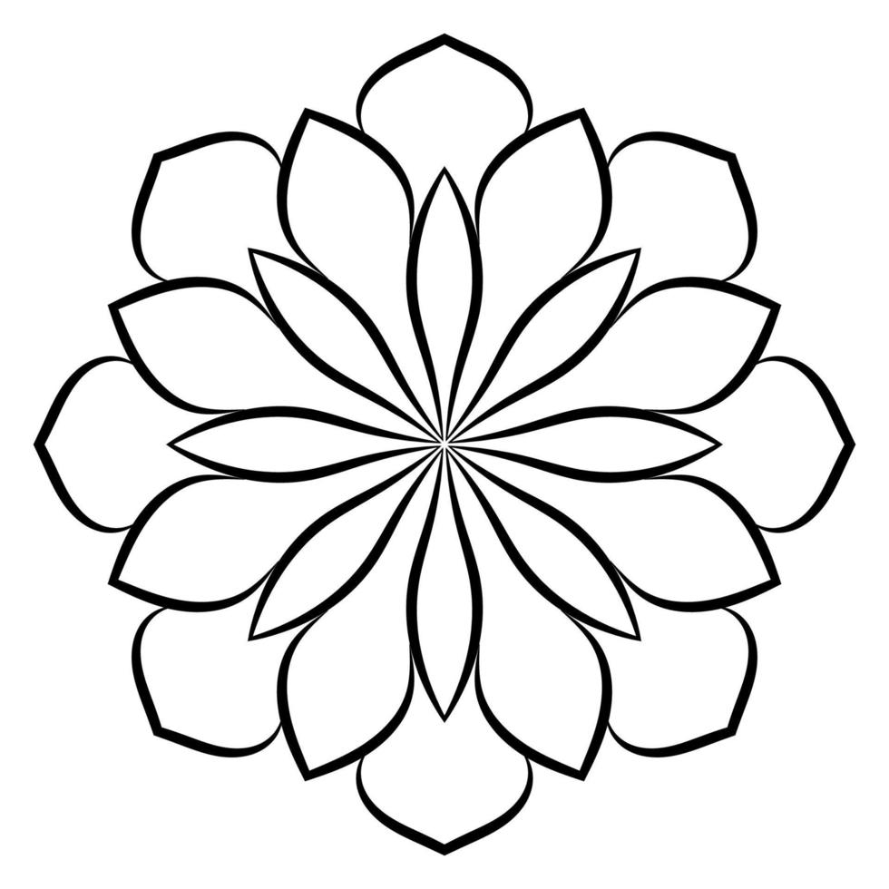 lindo mandala. flor ornamental redonda del doodle aislada en el fondo blanco. ornamento decorativo geométrico en estilo étnico oriental. vector