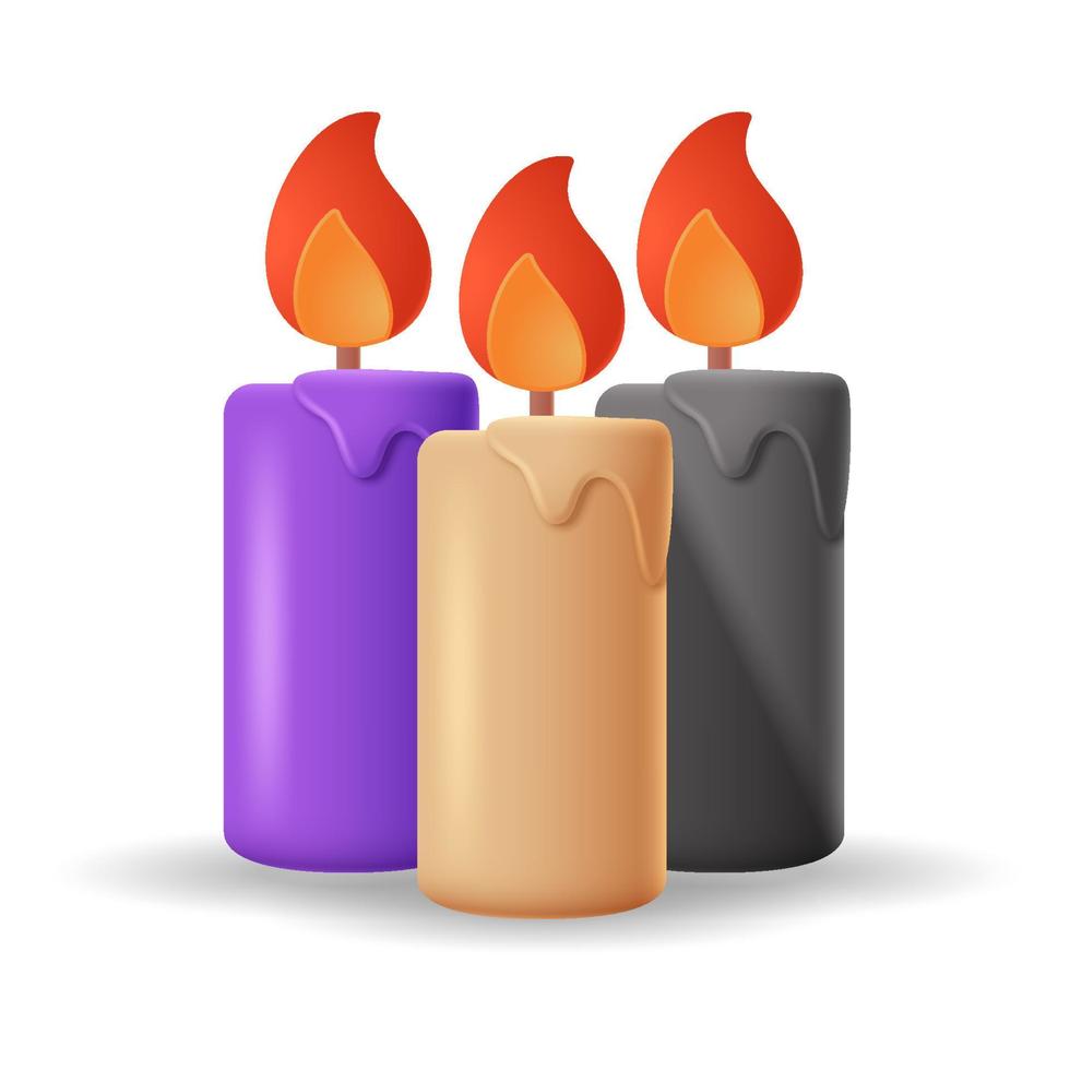 Candle. 3D illustration of halloween candle. isolated in white background vector