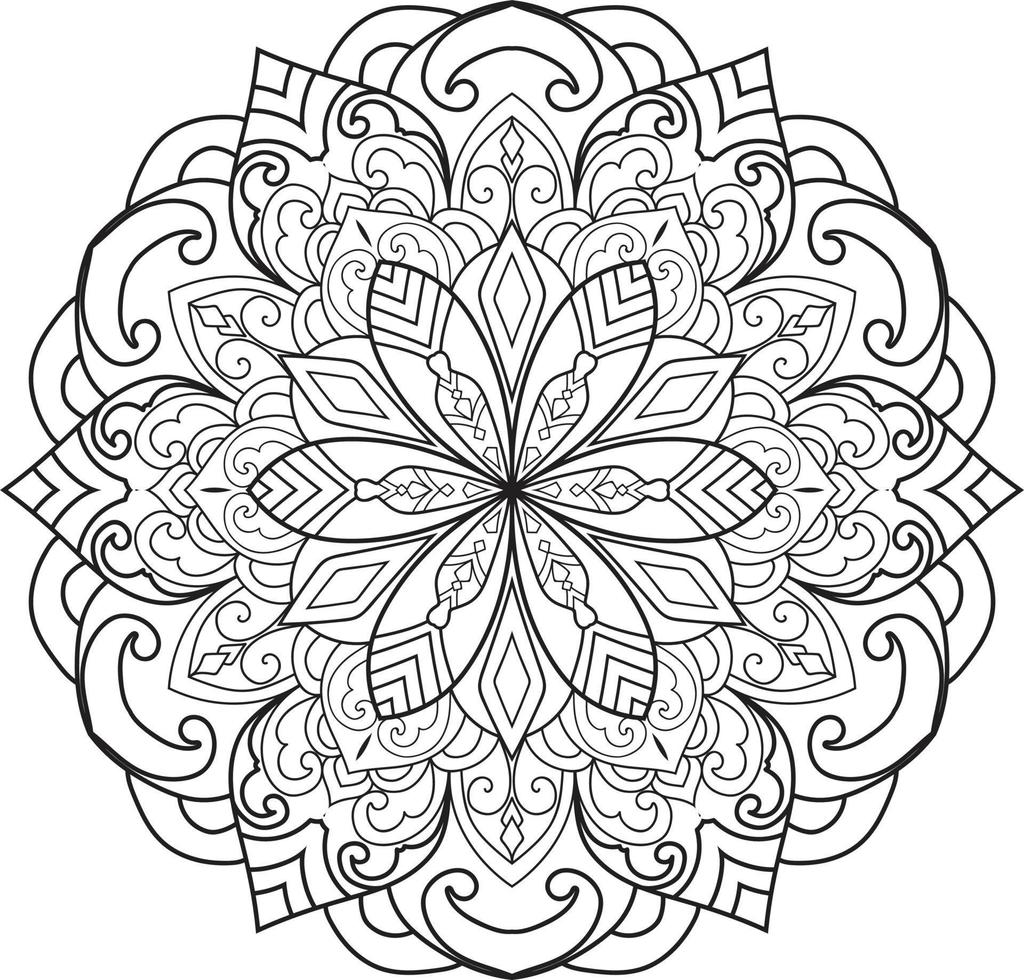 Outline Mandala in black and white Pro Vactor vector