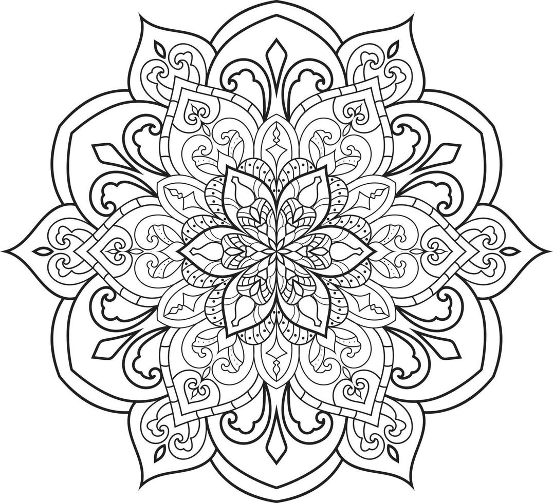 Outline Mandala in black and white Pro Vactor vector