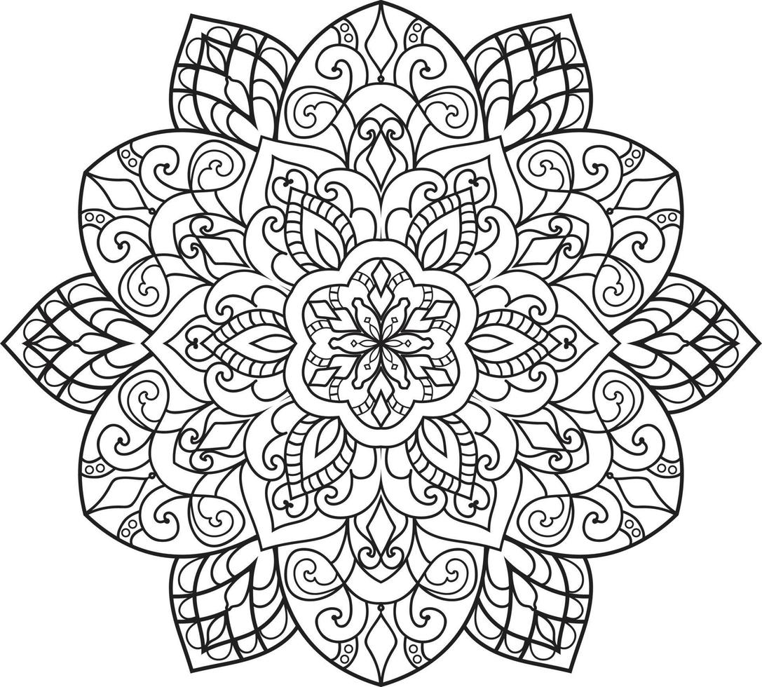 Outline Mandala in black and white Pro Vactor vector