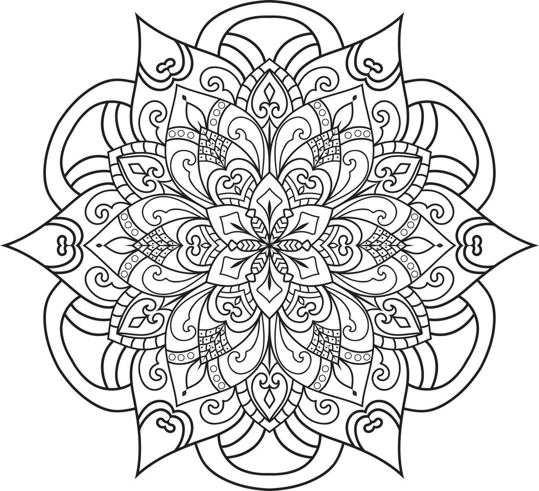 Outline Mandala in black and white Pro Vactor vector