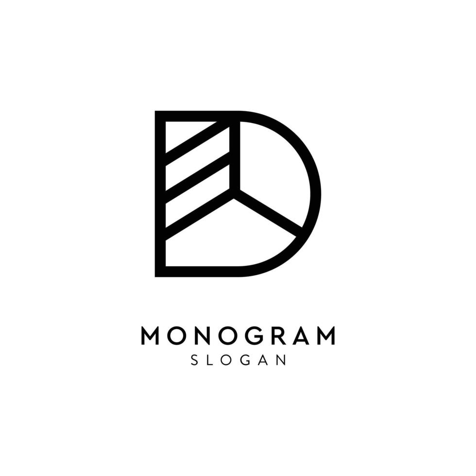 arte gráfico del monograma del logotipo interior de la letra d para la empresa comercial vector