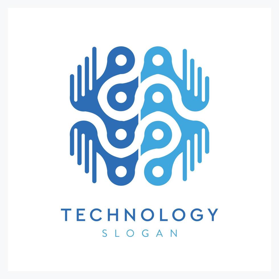 technology inspiration logo with molecular symbol for company vector