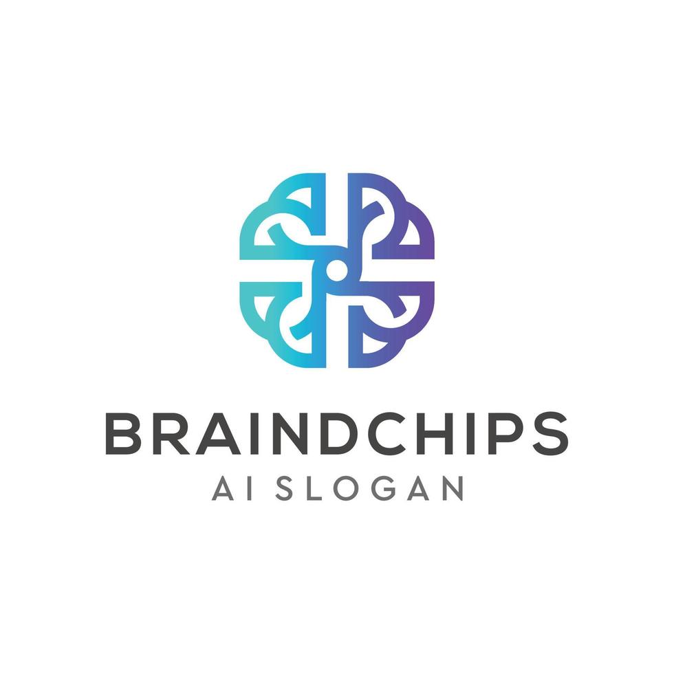 Brain Logo design template for technology company vector