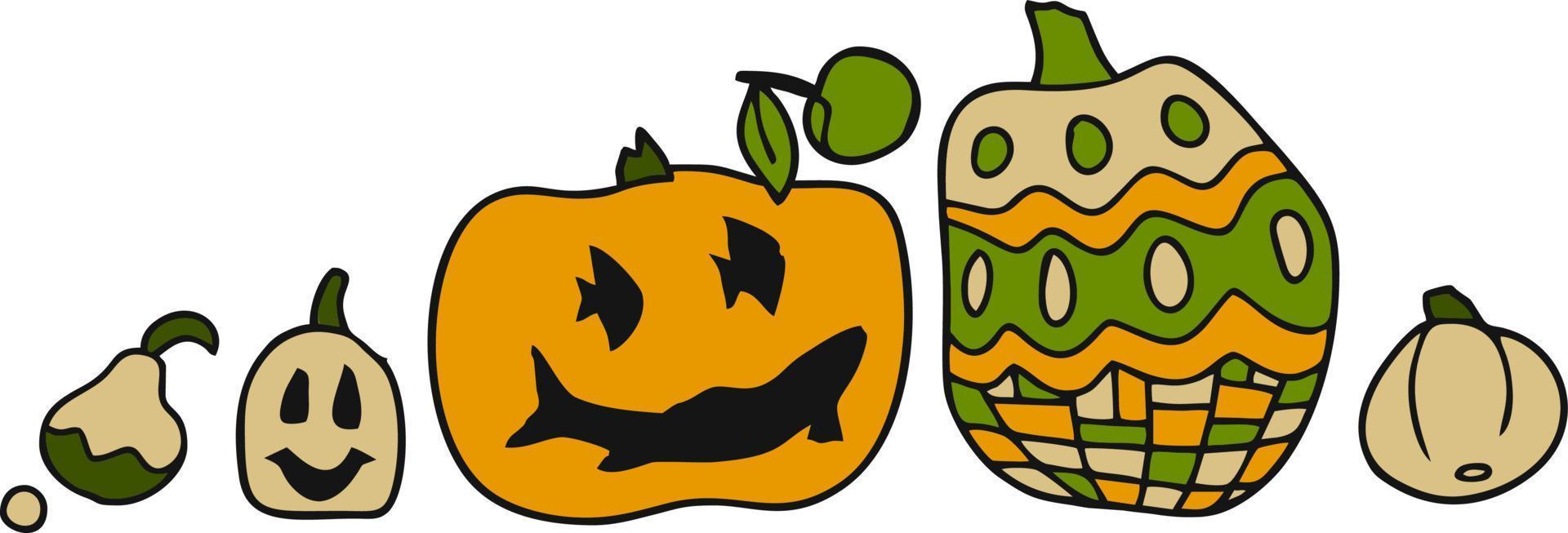 Big and small pumpkins for Happy Halloween vector