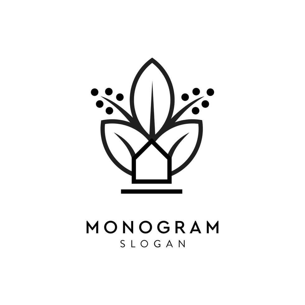 monogram of leaf house logo for business company vector