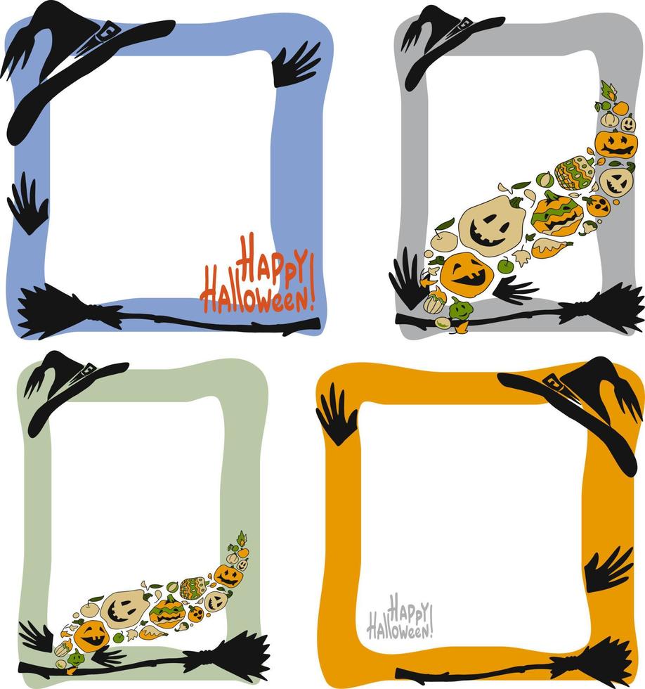 A set of photo frames with halloween attributes. vector