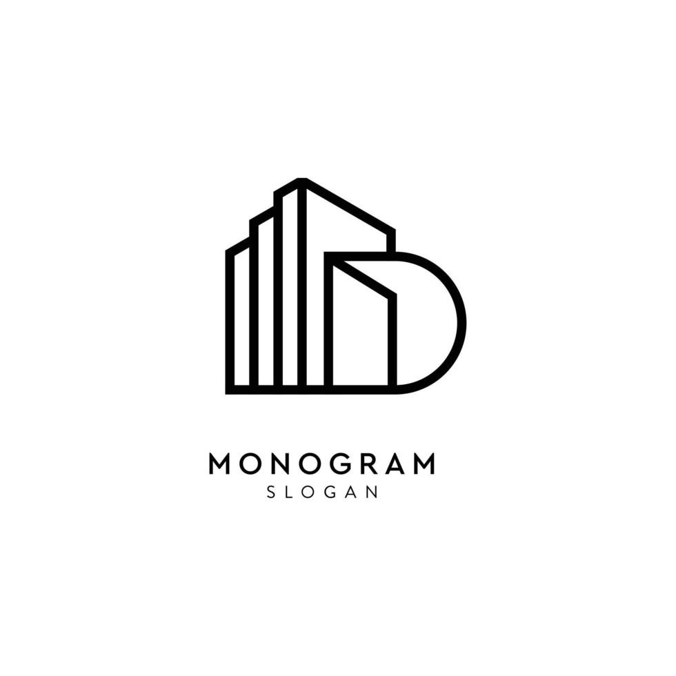 building logo monogram graphic art with letter D for business company vector