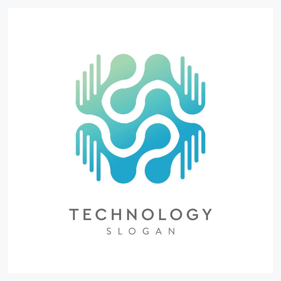 technology inspiration logo with molecular symbol vector