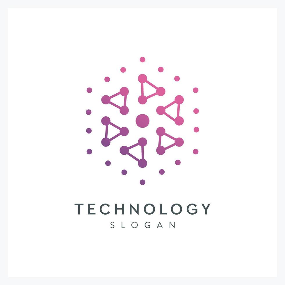 abstract hexagon technology logo with triangle for industry and company vector