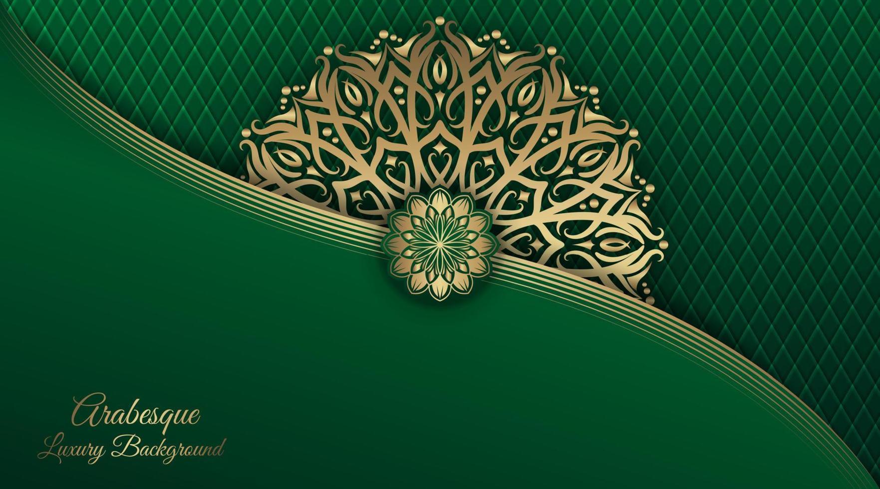 golden mandala ornament  on a green background vector