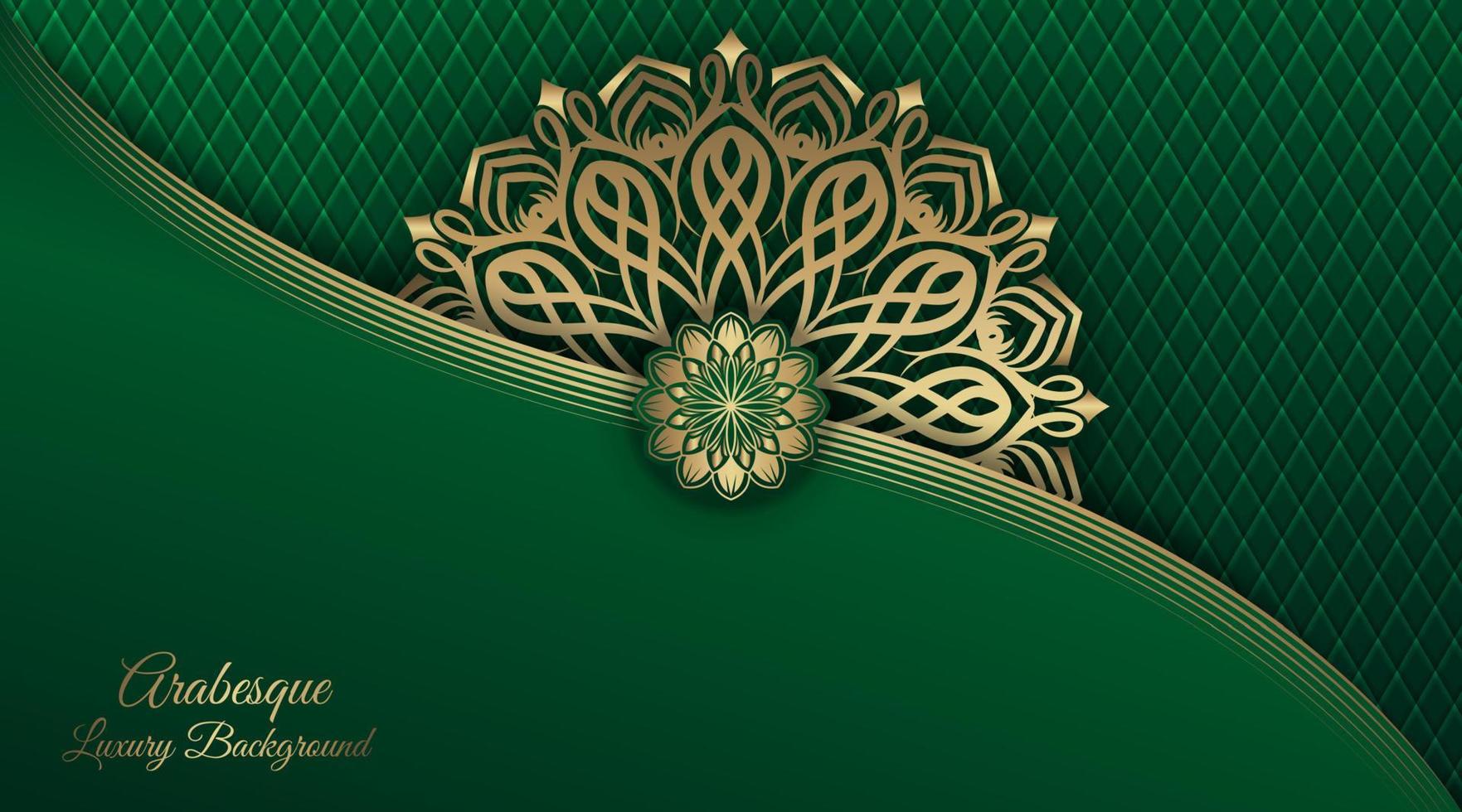 golden mandala ornament  on a green background vector