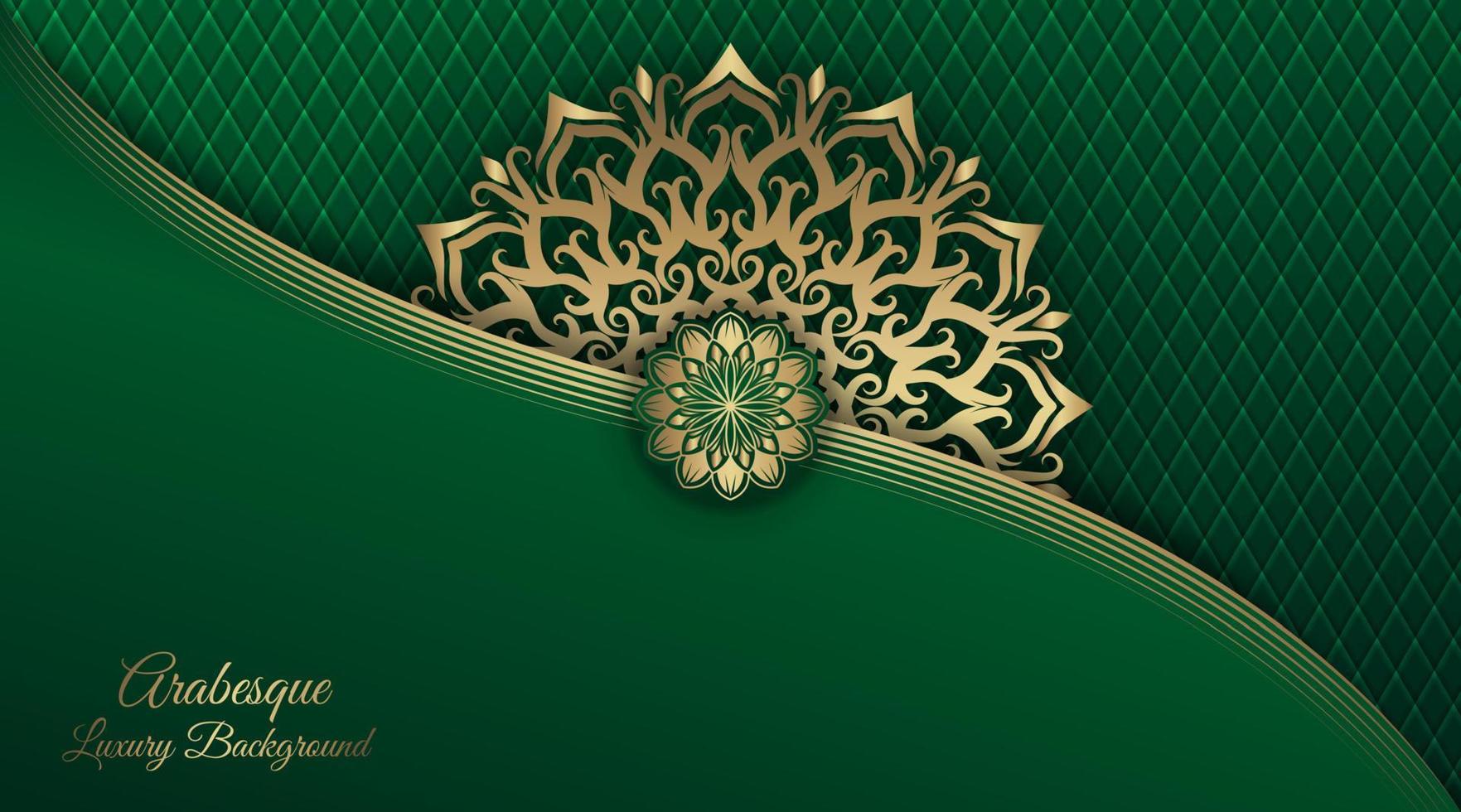 golden mandala ornament  on a green background vector