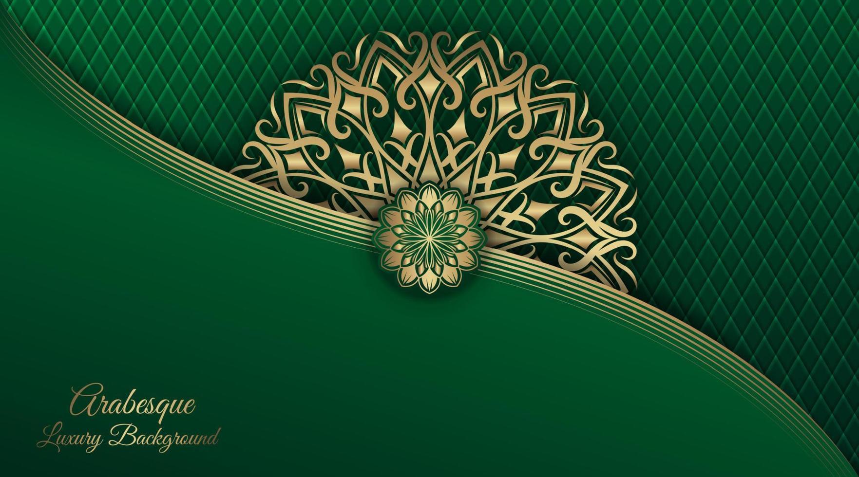 adorno de mandala dorado sobre un fondo verde vector