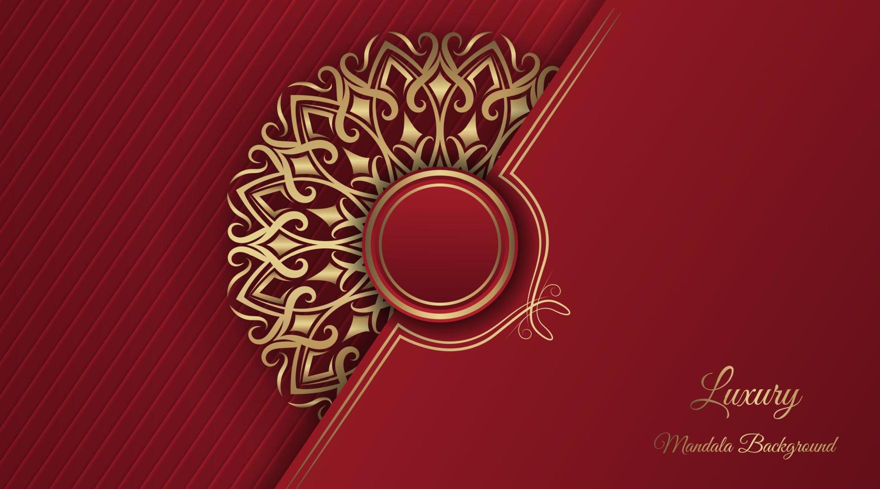 red luxury background, with gold mandala decoration vector