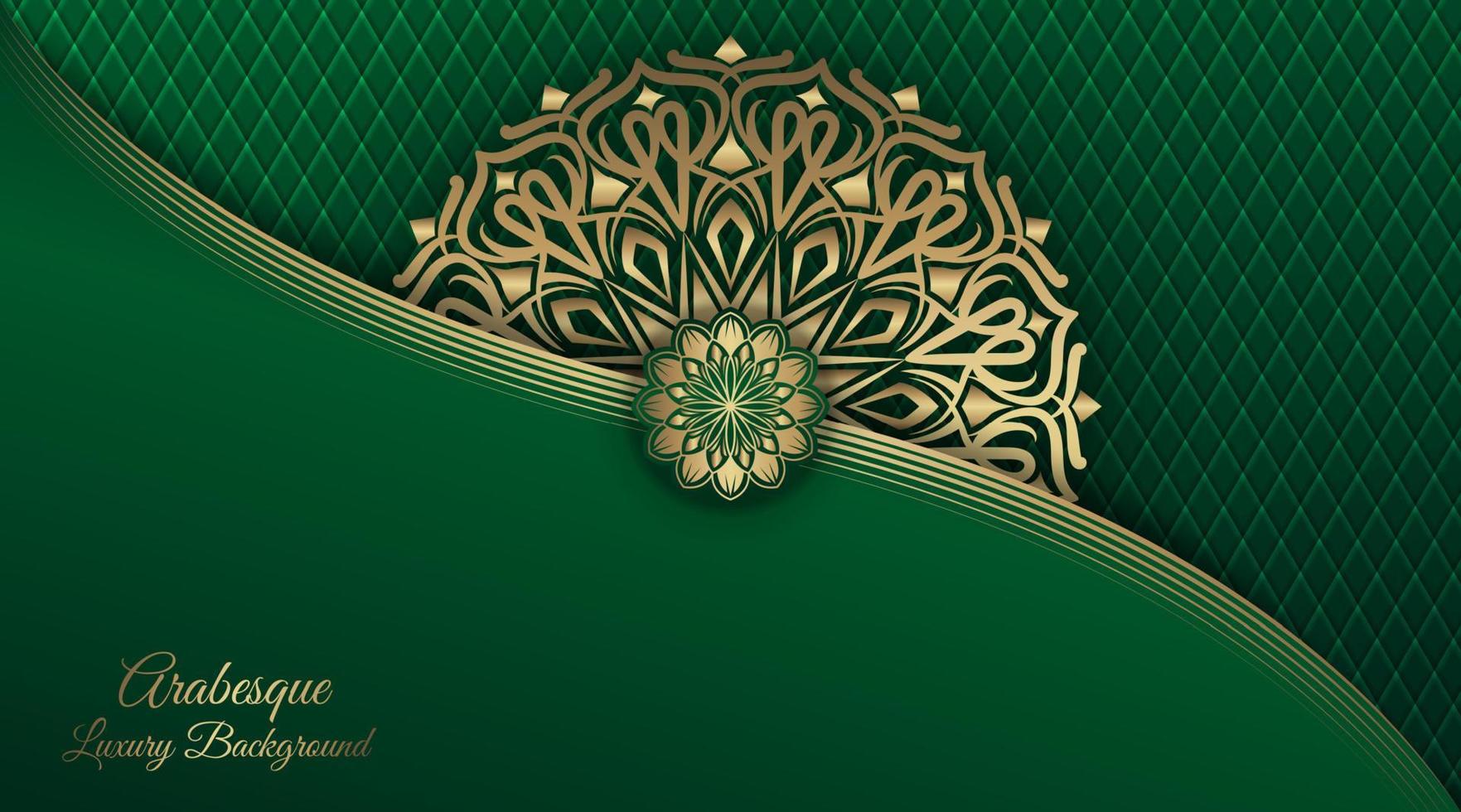 golden mandala ornament  on a green background vector