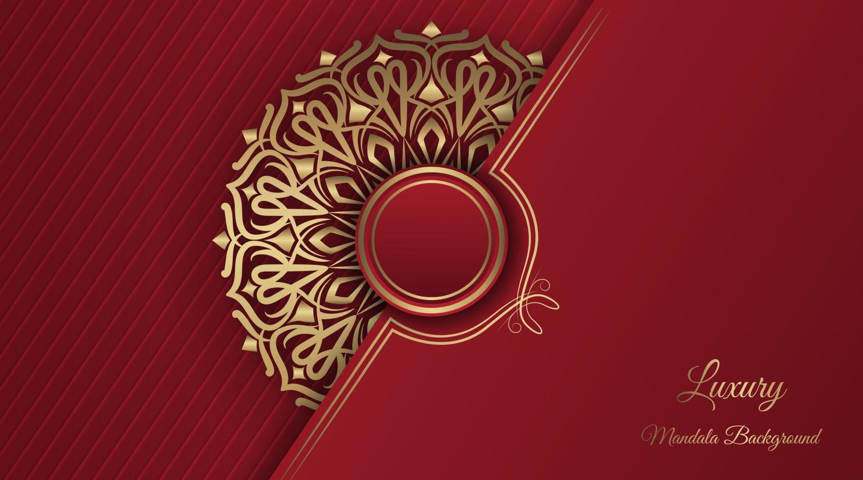 red luxury background, with gold mandala decoration vector