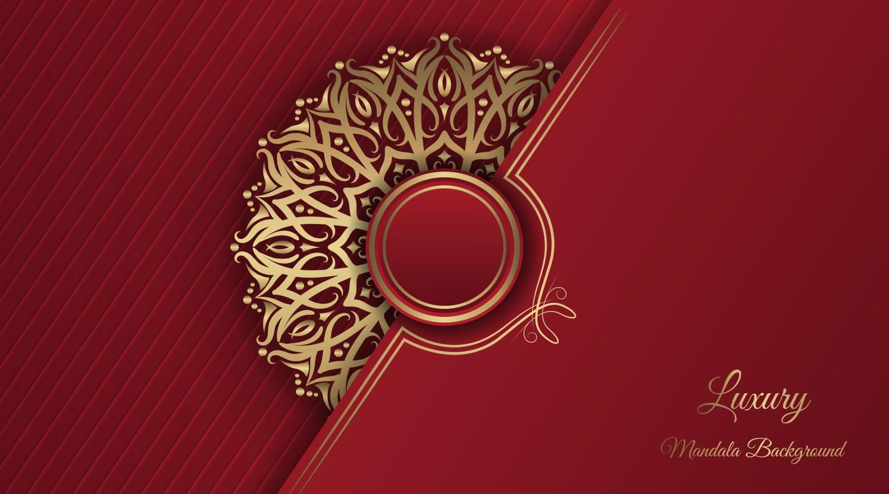 fondo de lujo rojo, con decoración de mandala dorado vector