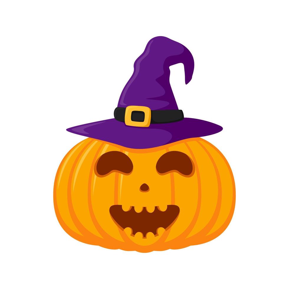 Calabaza de Halloween con sombrero aislado sobre fondo blanco. vector