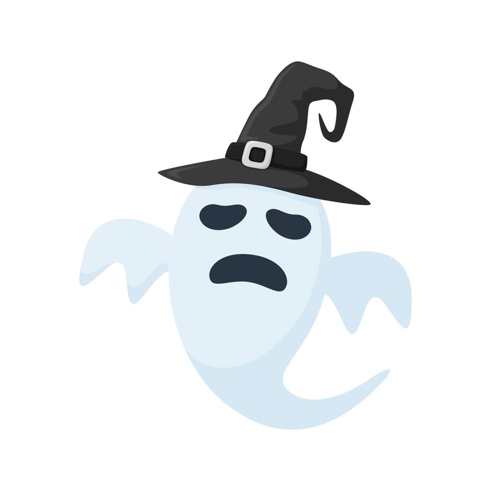 fantasma de halloween con sombrero aislado sobre fondo blanco vector