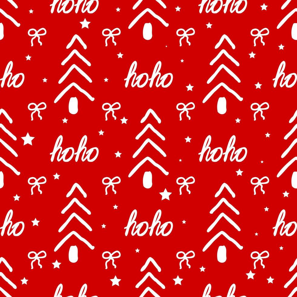 ho ho Christmas wrapping paper, seamless red Christmas pattern. vector