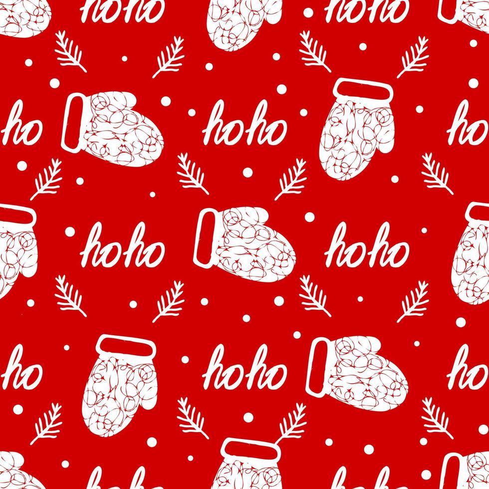 ho ho Christmas wrapping paper, seamless red Christmas pattern. vector