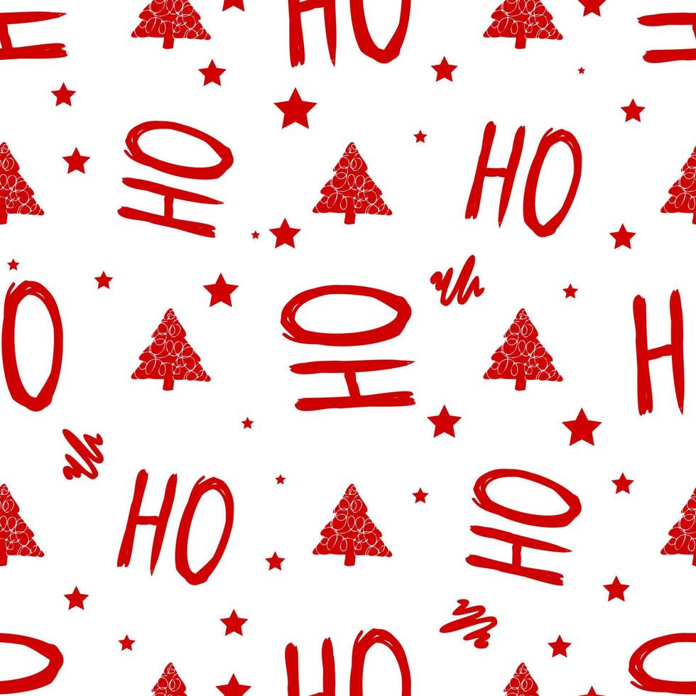 ho ho Christmas wrapping paper, seamless red Christmas pattern. vector