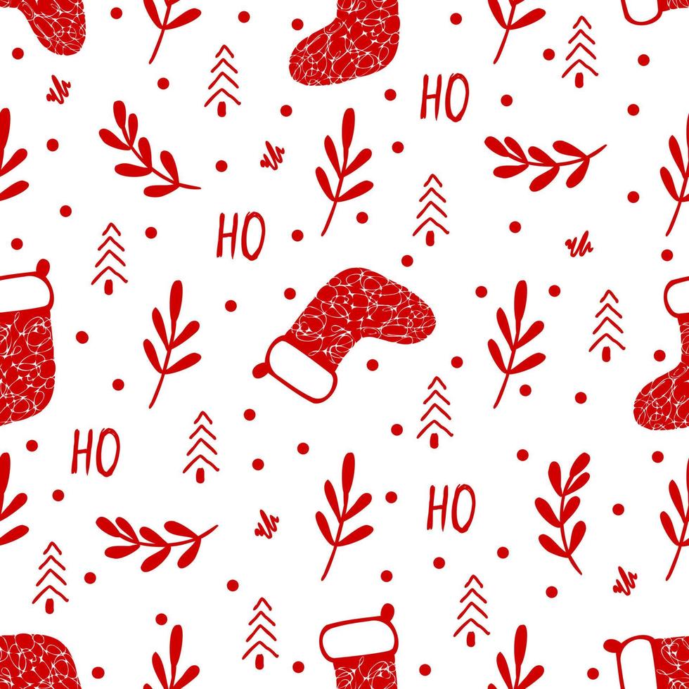 Premium Vector  Ho ho christmas wrapping paper seamless red christmas  pattern