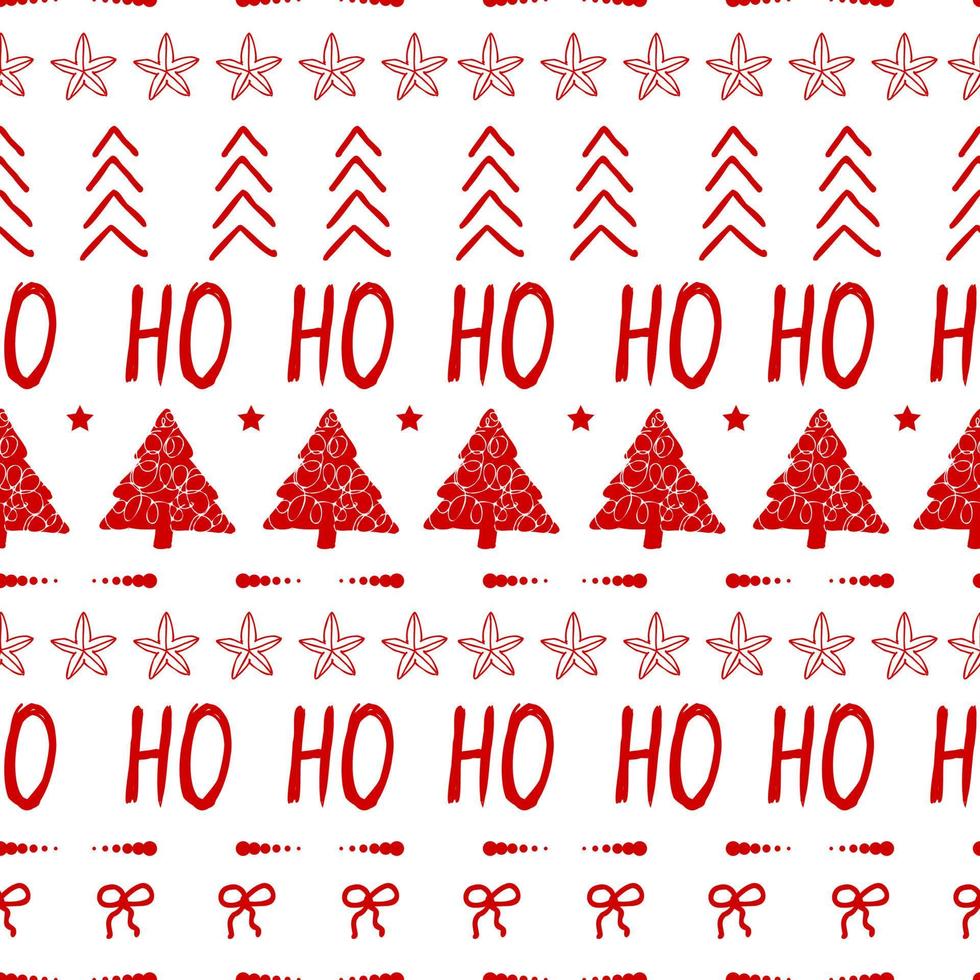 ho ho Christmas wrapping paper, seamless red Christmas pattern. vector