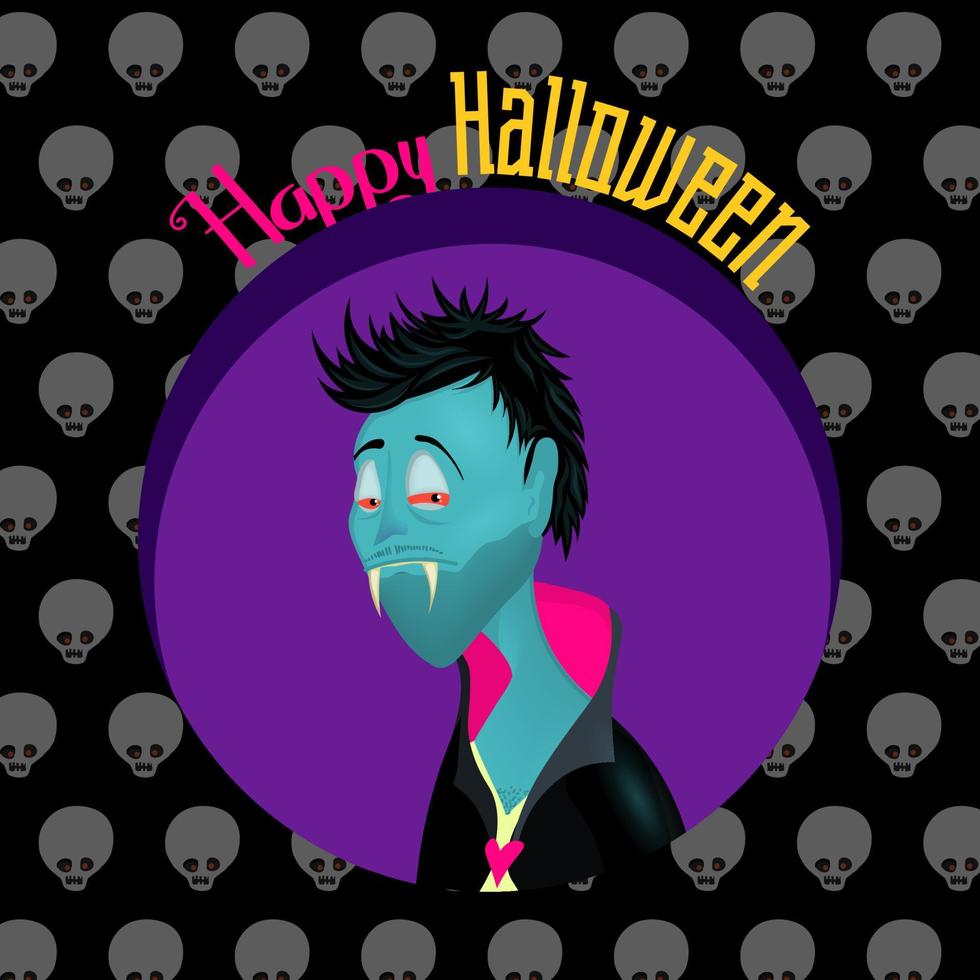 abucheo divertido vampiro. personaje de halloween vampiro aterrador y terrible. feliz Halloween. vector