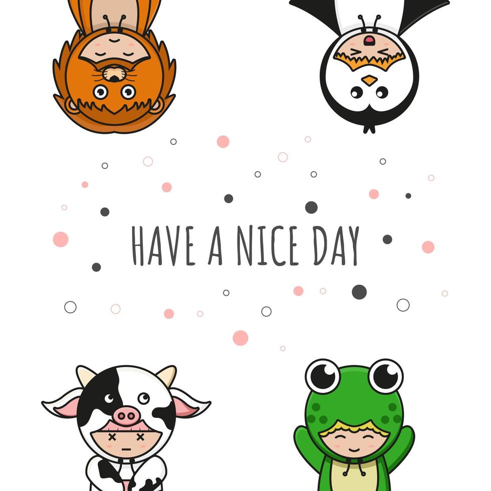 Cute animal costume doodle banner background wallpaper icon cartoon illustration vector