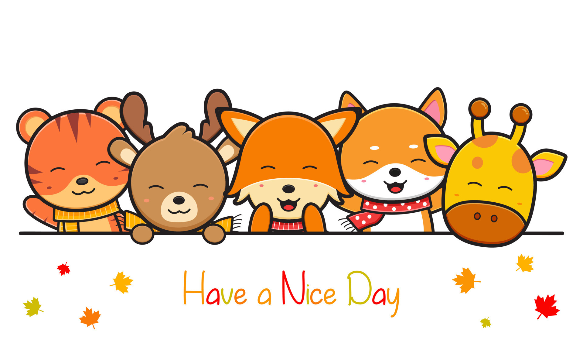 Cute animal doodle banner background wallpaper icon cartoon ...