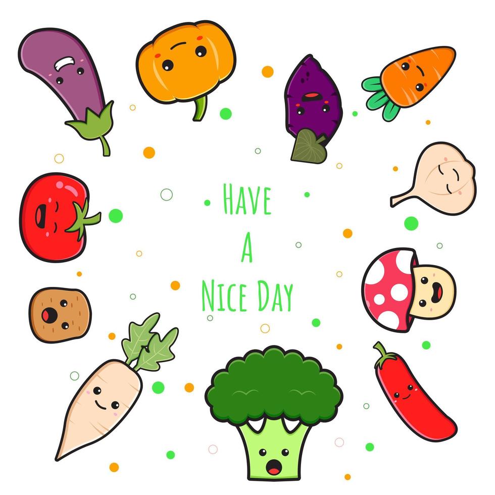 Cute vegetable doodle banner background wallpaper icon cartoon illustration vector