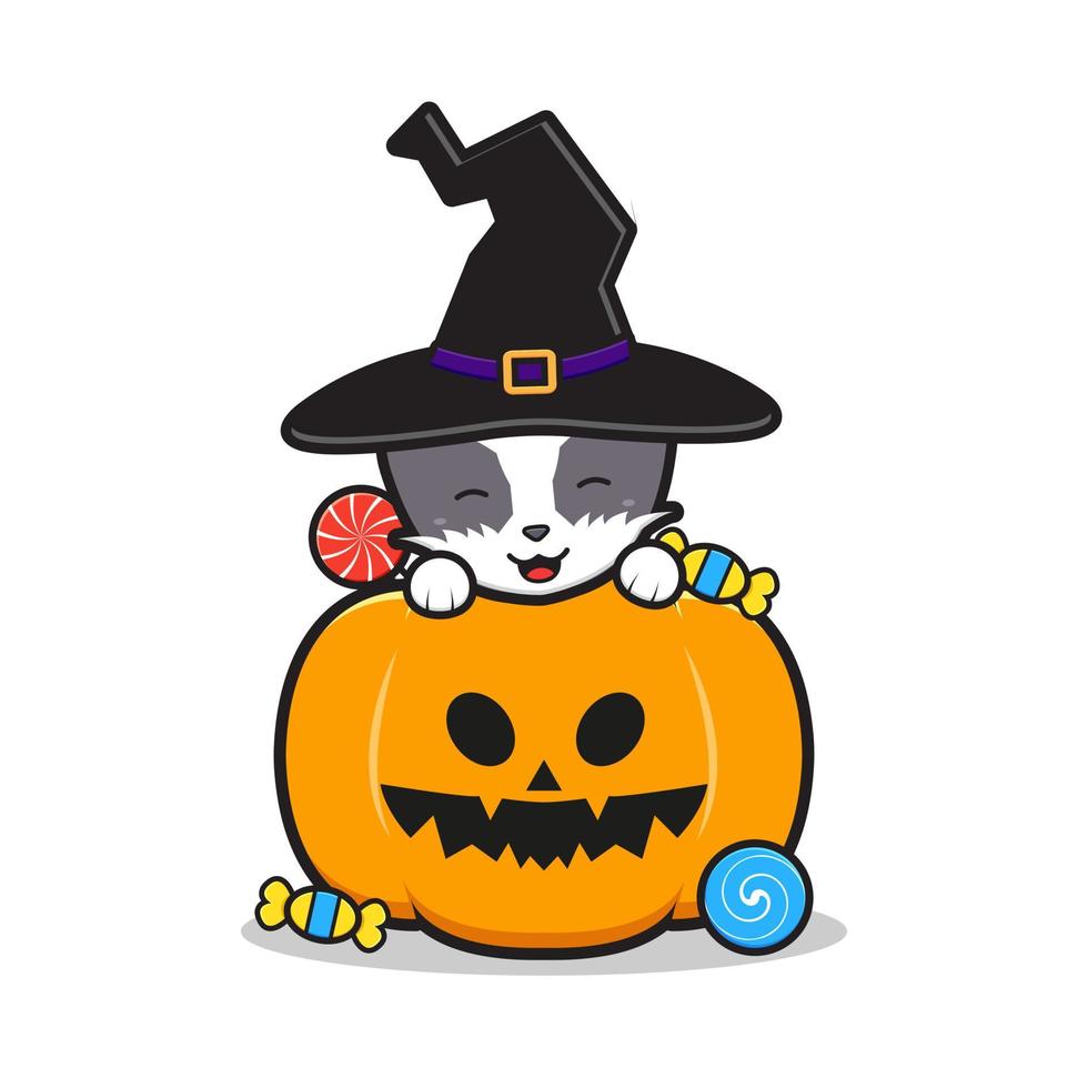 lindo gato celebración halloween doodle dibujos animados clip art icono ilustración vector