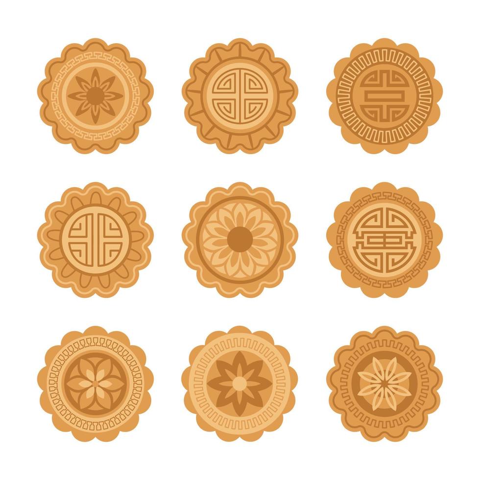 colecciones de elementos de mooncakes para el festival del medio otoño vector