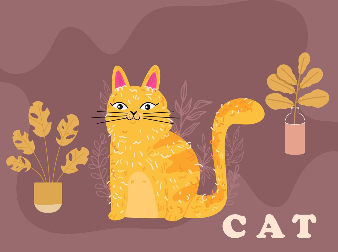 Cat icon flat hand drawn classic outline vector