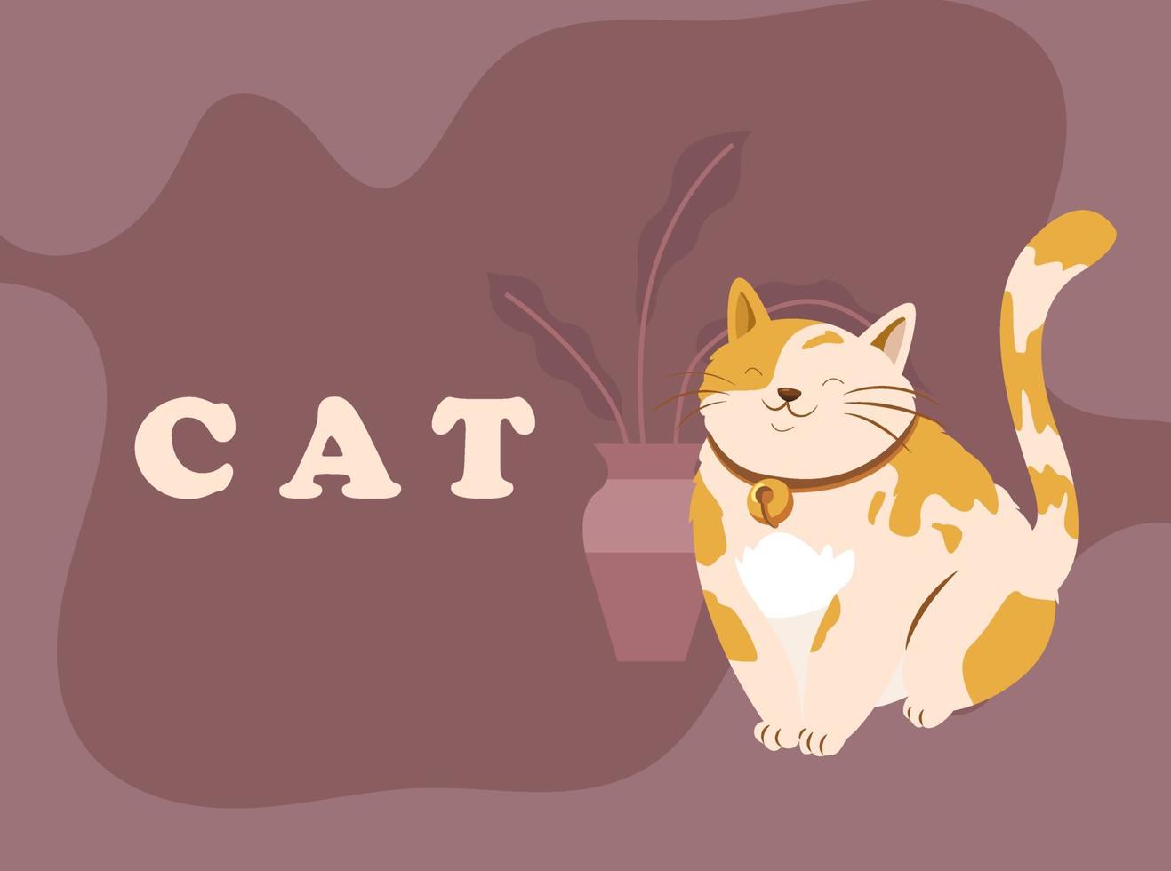 Cat icon flat hand drawn classic outline vector