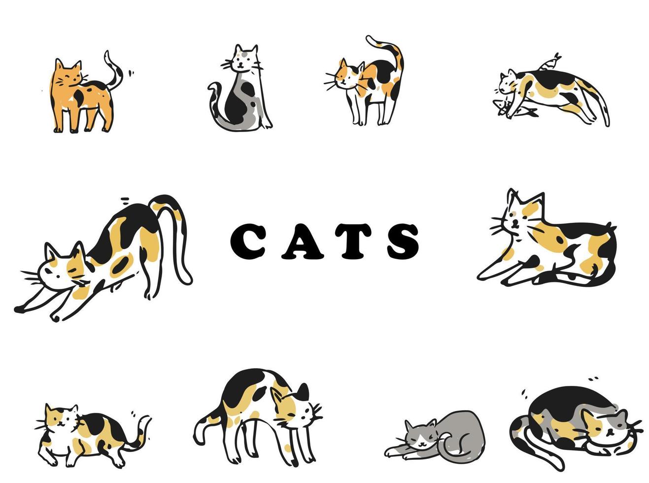 Cat icon flat hand drawn classic outline vector