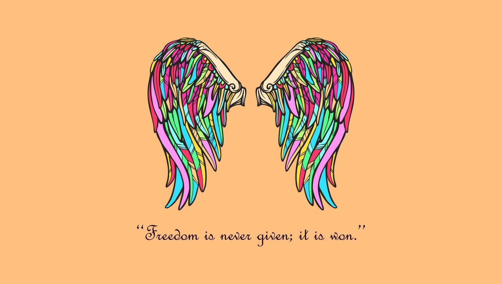 Wing vector set. colorful Sticker wing tattoo. Doodle and sketch style tattoo.