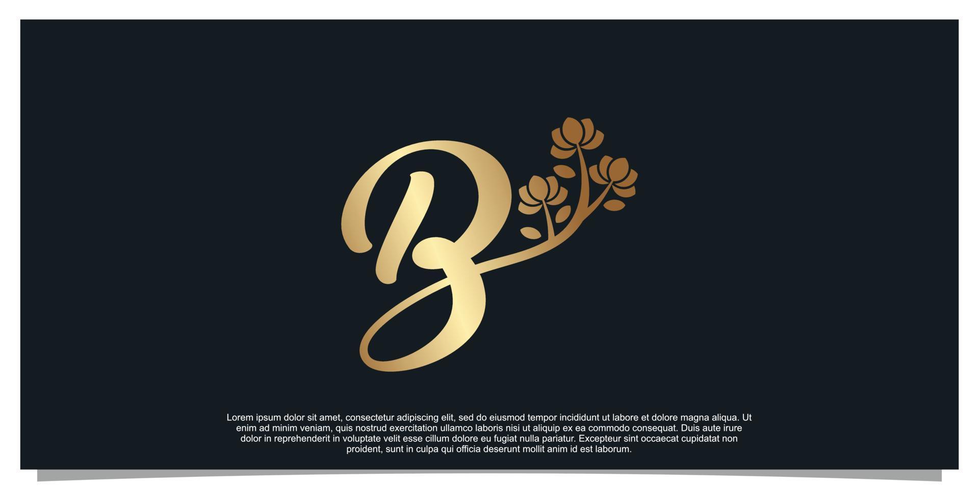 Logo design letter B with flower unique concept Premium Vector