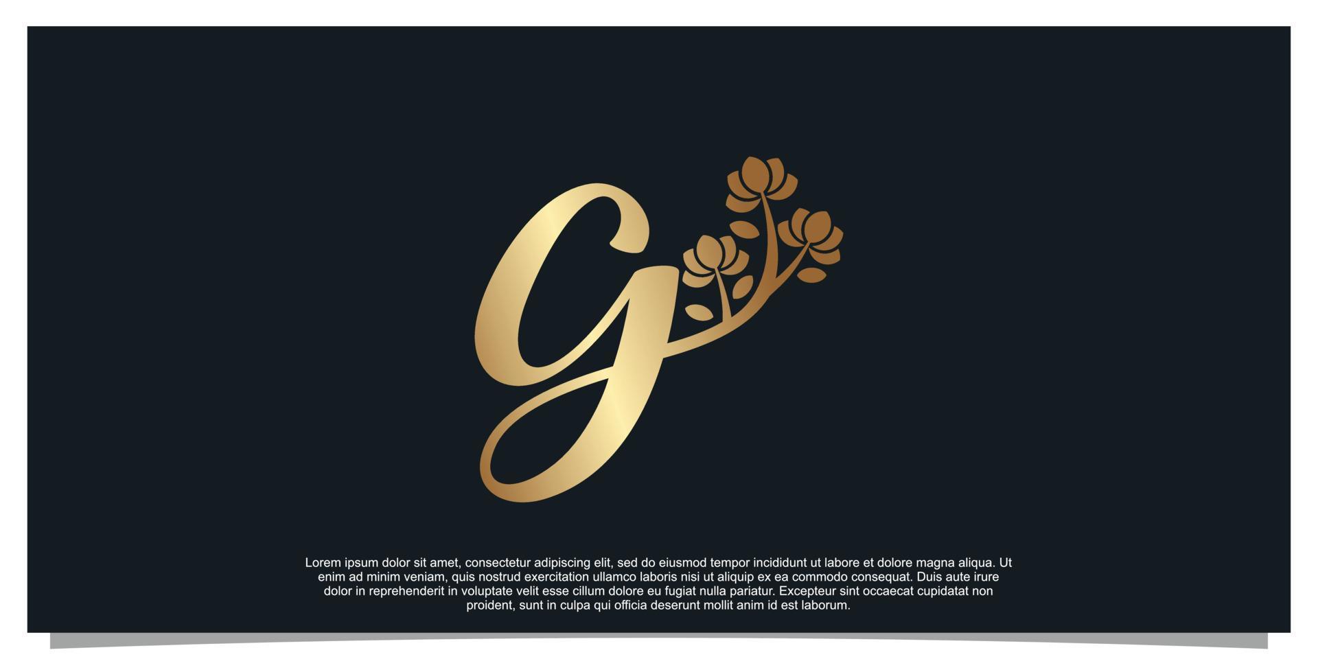 Logo design letter G with flower unique concept Premium Vector